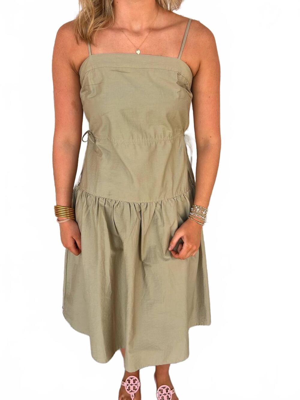 NEW ELLE GREY sleeveless tiered dress in olive